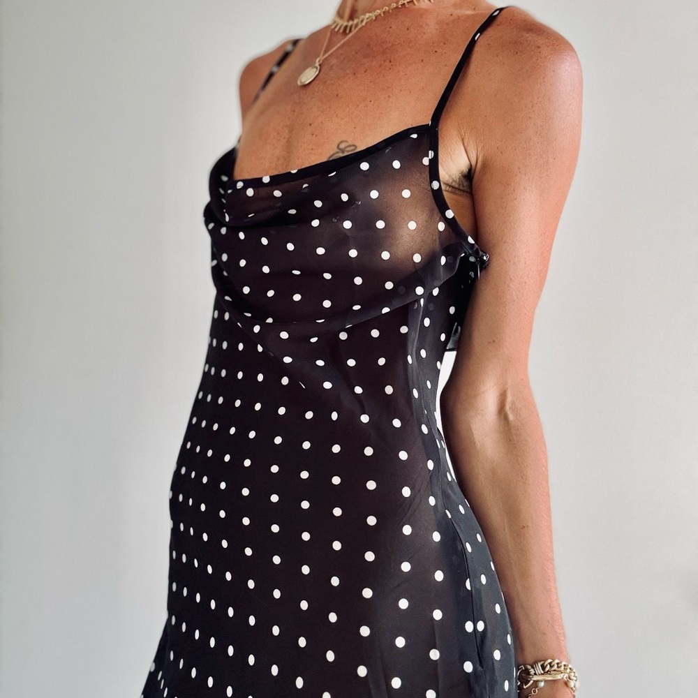 Sheer Black Polka Dot Slip Dress